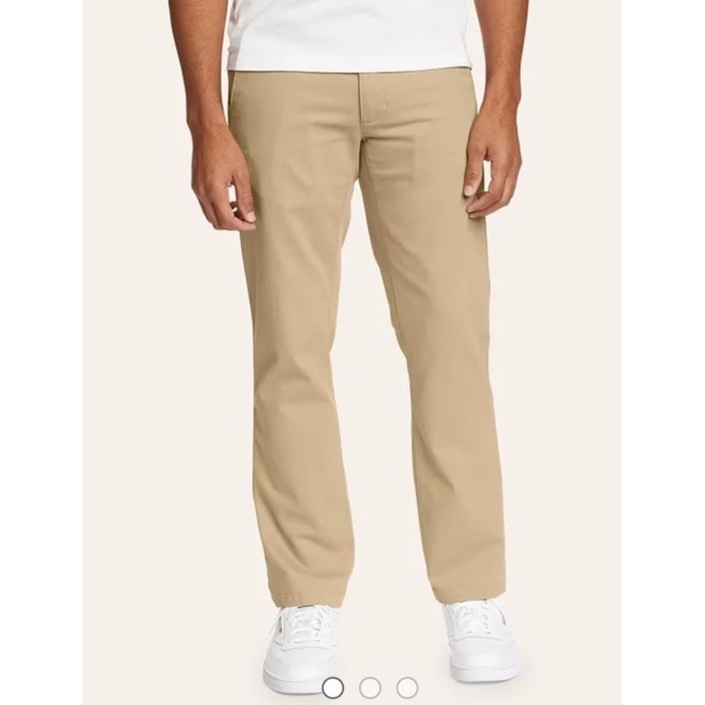 Eddie Bauer Mens Horizon Guide Chino Pants Khaki Tan Stretch Straight 36x30